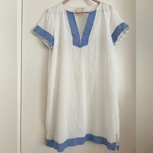 Sail to Sable White CoverUp Dress with Blue Details